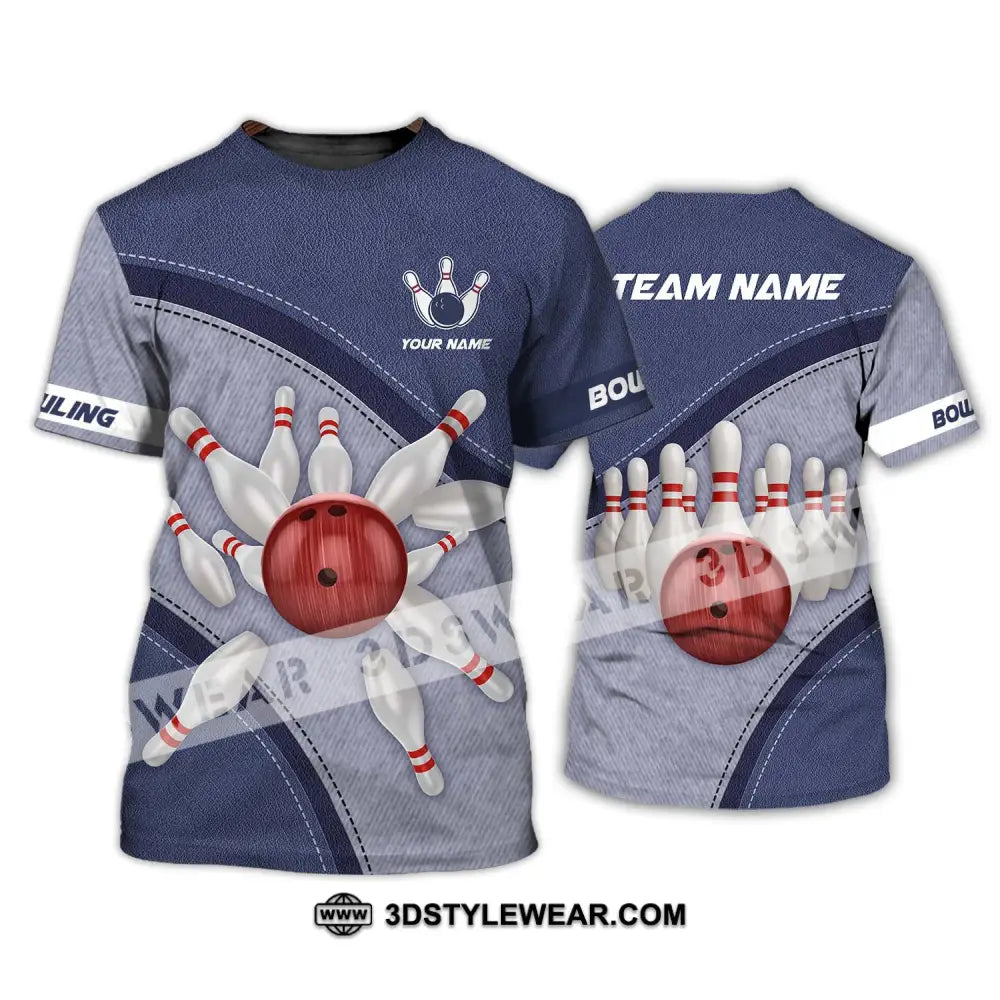 Unisex Shirt - Custom Name And Team Red Bowling Ball T-Shirt / S T-Shirt