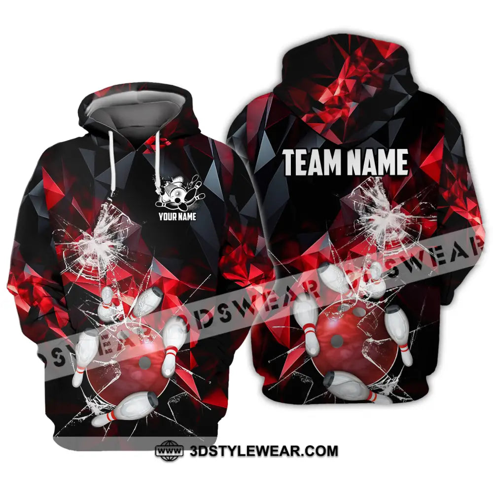 Unisex Shirt - Custom Name And Team Red Glasses Bowling Hoodie / S T-Shirt