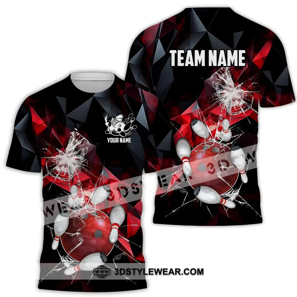 Unisex Shirt - Custom Name And Team Red Glasses Bowling T-Shirt / S T-Shirt