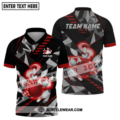 Unisex Shirt - Custom Name And Team Red Smoke Bowling Polo / S T-Shirt