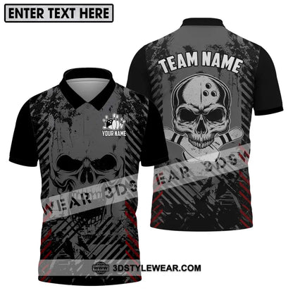 Unisex Shirt - Custom Name And Team Skull Bowling Polo / S T-Shirt