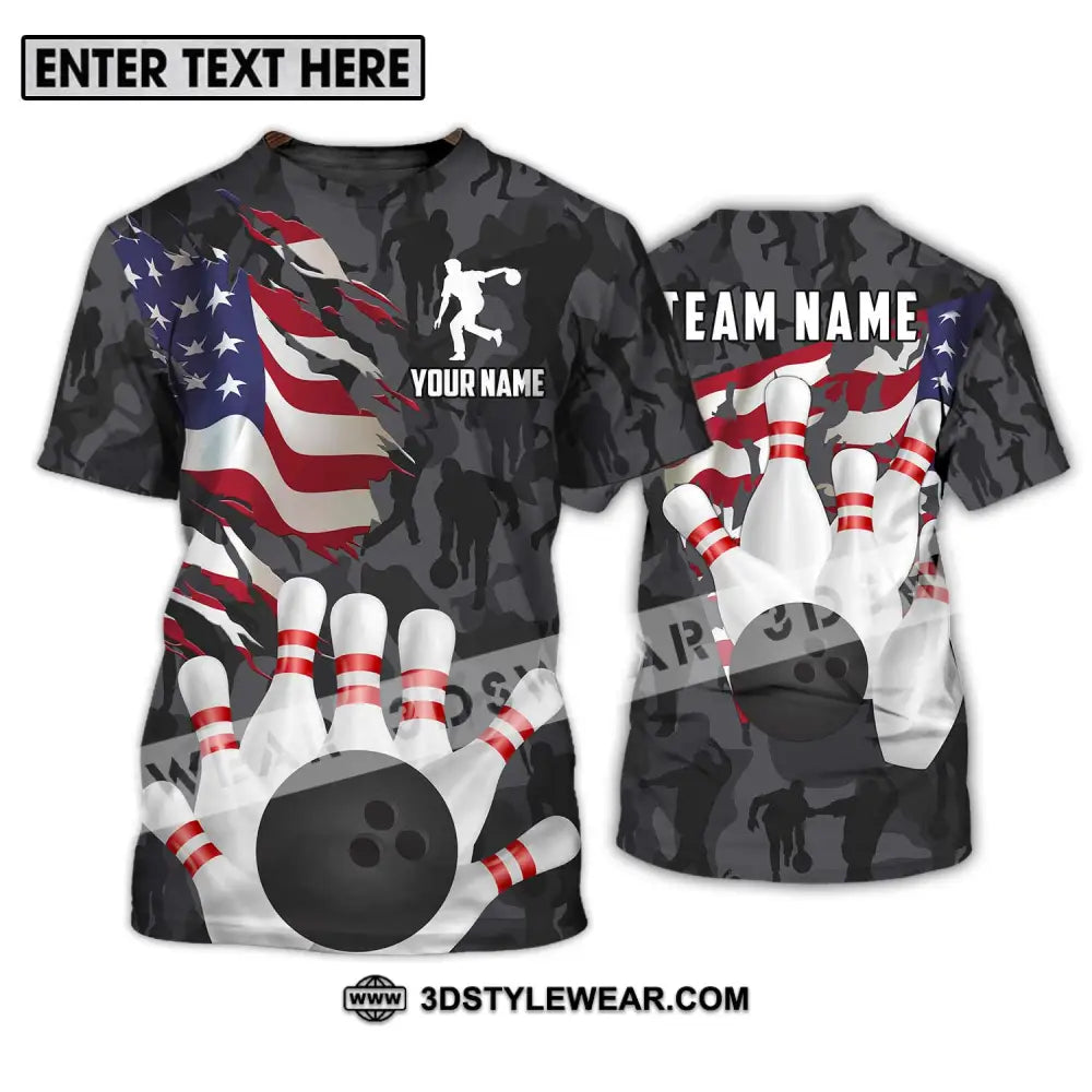 Unisex Shirt - Custom Name And Team Sport America Bowling Player T-Shirt / S T-Shirt