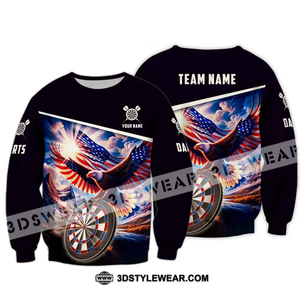 Unisex Shirt - Custom Name And Team Sport American Eagle Darts Long Sleeve / S T-Shirt