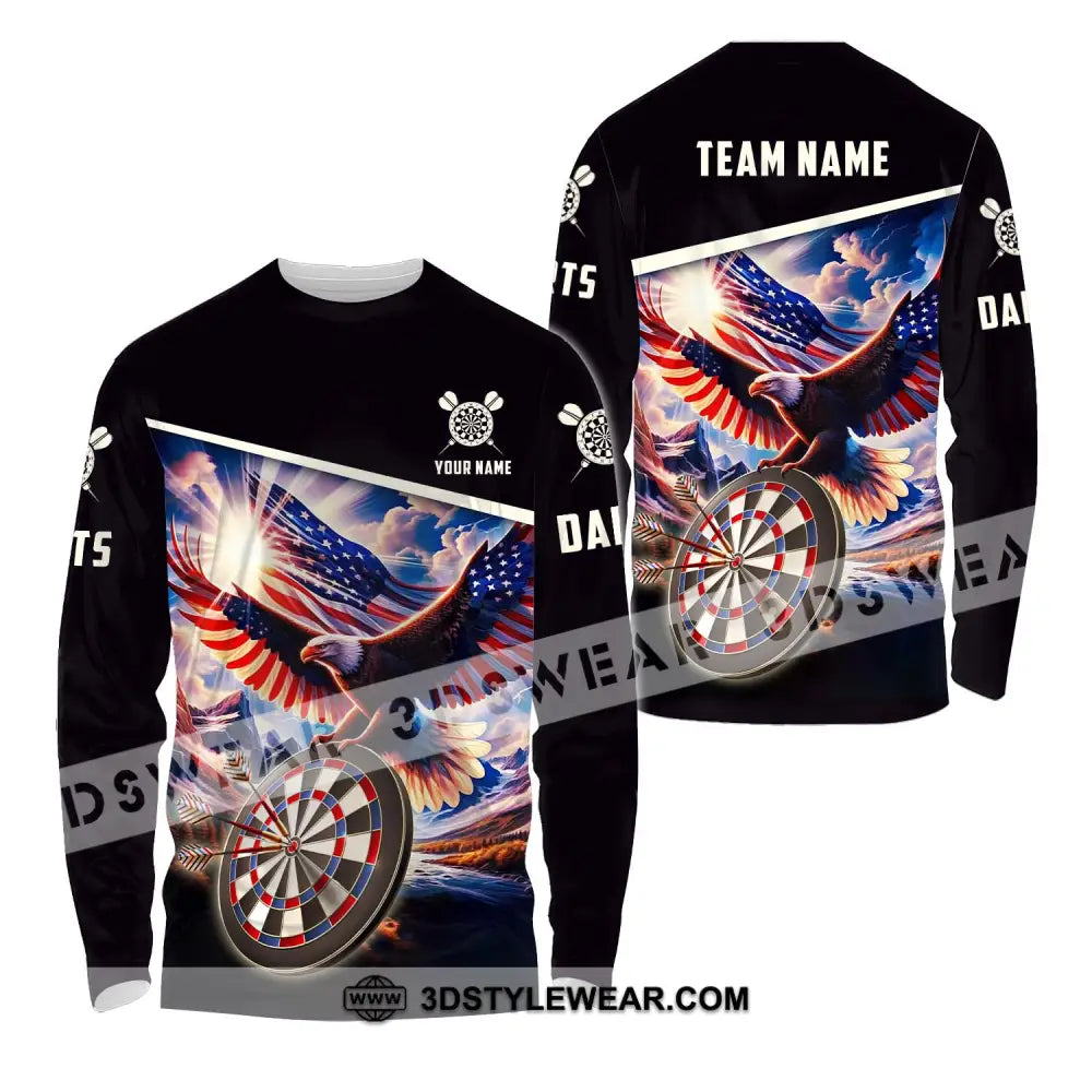 Unisex Shirt - Custom Name And Team Sport American Eagle Darts Long Sleeve / S T-Shirt