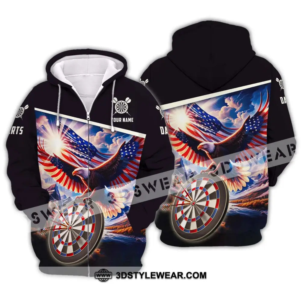 Unisex Shirt - Custom Name And Team Sport American Eagle Darts Zipper Hoodie / S T-Shirt