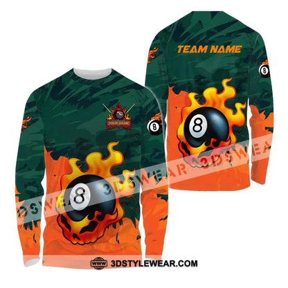 Unisex Shirt - Custom Name And Team Sport Billiard Ball No 8 Long Sleeve / S T-Shirt