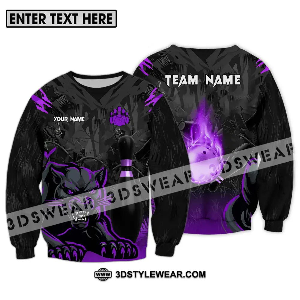 Unisex Shirt - Custom Name And Team Sport Black Panther Bowling Long Sleeve / S T-Shirt