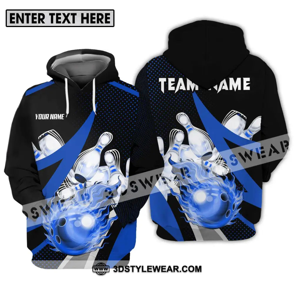 Unisex Shirt - Custom Name And Team Sport Bowling Blue Ball Hoodie / S T-Shirt