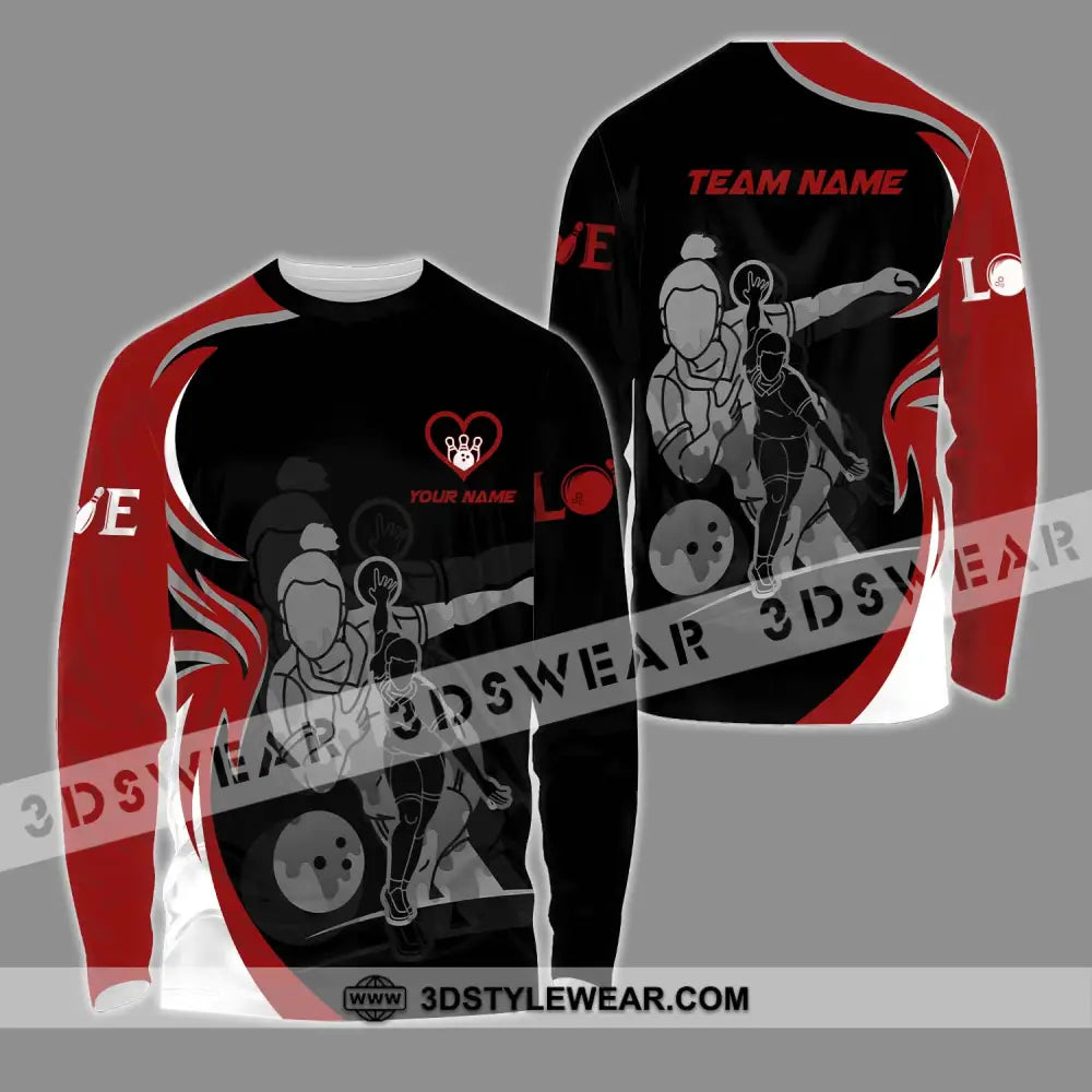 Unisex Shirt - Custom Name And Team Sport Bowling Player Long Sleeve / S T-Shirt