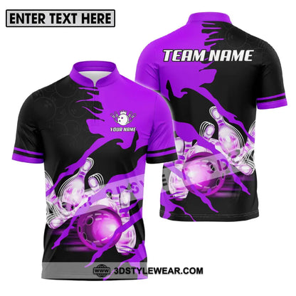 Unisex Shirt - Custom Name And Team Sport Bowling Purple Ball T-Shirt