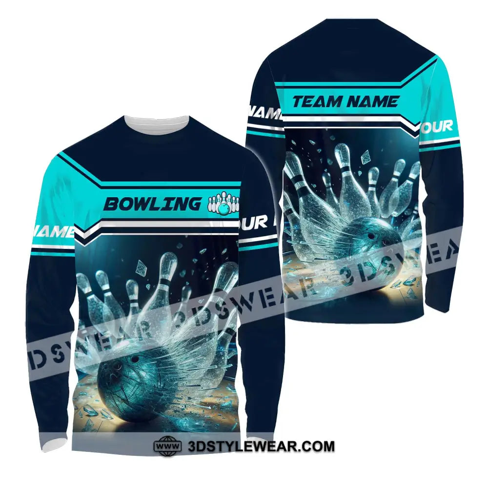 Unisex Shirt - Custom Name And Team Sport Crystal Bowling Long Sleeve / S T-Shirt