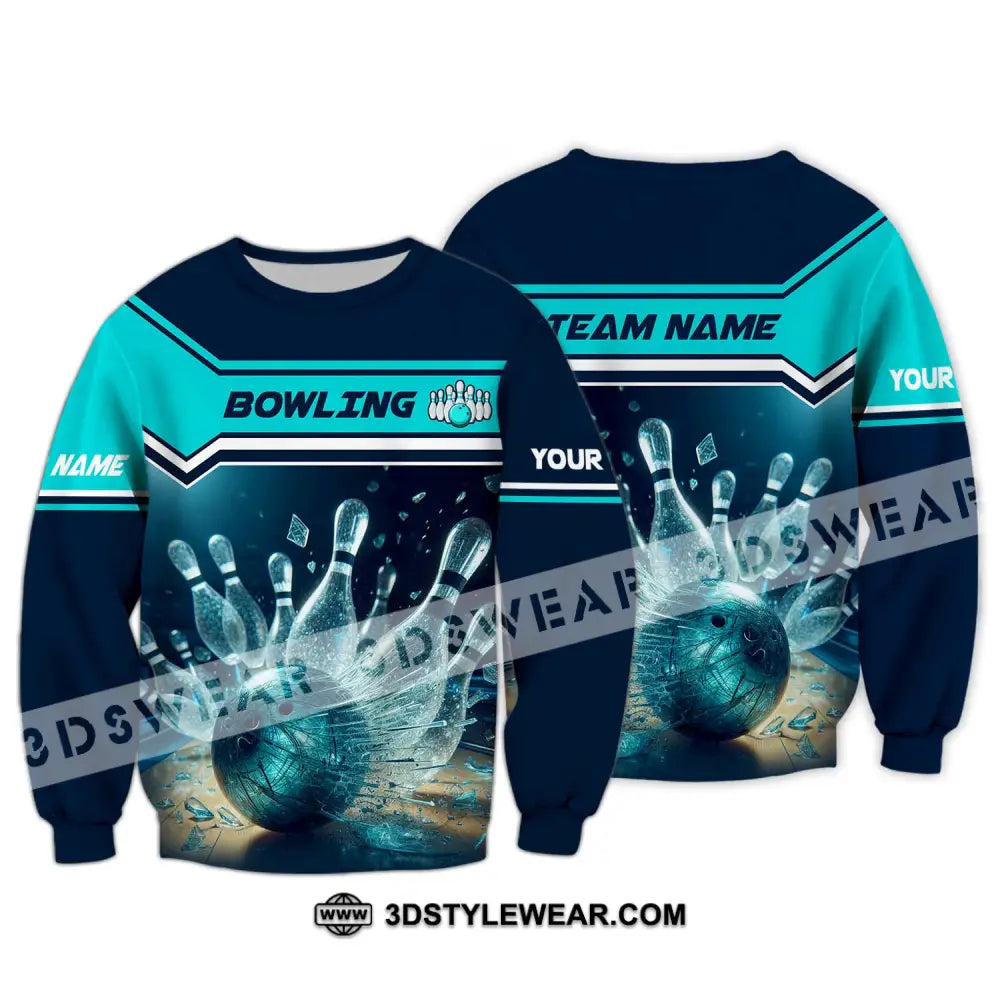 Unisex Shirt - Custom Name And Team Sport Crystal Bowling Long Sleeve / S T-Shirt