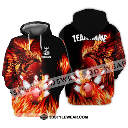 Unisex Shirt - Custom Name And Team Sport Fire Eagle Bowling Hoodie / S T-Shirt