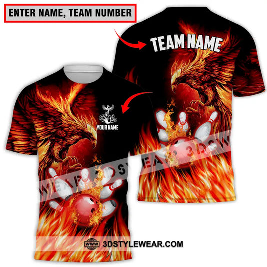 Unisex Shirt - Custom Name And Team Sport Fire Eagle Bowling T-Shirt