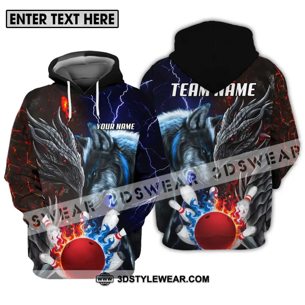 Unisex Shirt - Custom Name And Team Sport Fire Ice Bowling King Hoodie / S T-Shirt