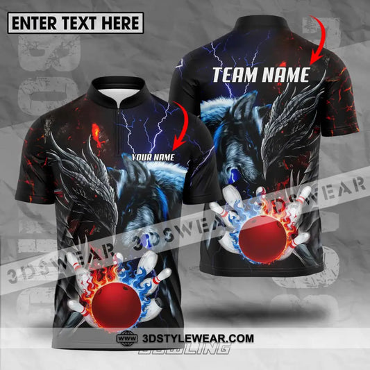 Unisex Shirt - Custom Name And Team Sport Fire Ice Bowling King T-Shirt