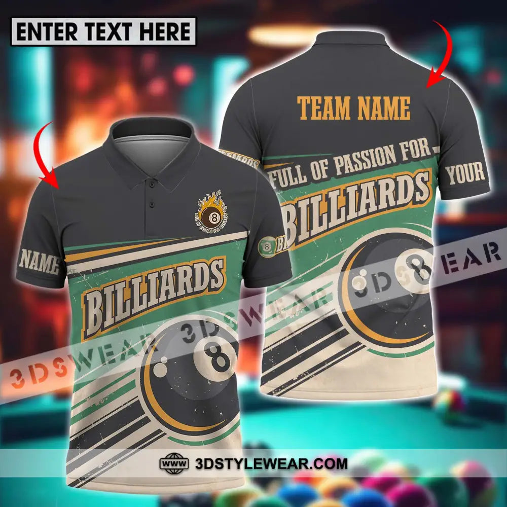 Unisex Shirt - Custom Name And Team Sport Full Of Passion For Billiards T-Shirt