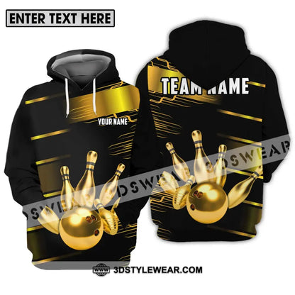 Unisex Shirt - Custom Name And Team Sport Gold Bowling Ball Pins Hoodie / S T-Shirt