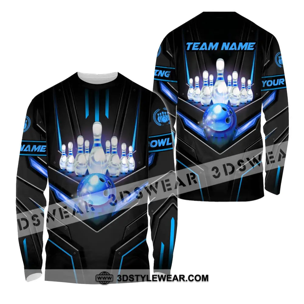 Unisex Shirt - Custom Name And Team Sport Ice Bowling Long Sleeve / S T-Shirt