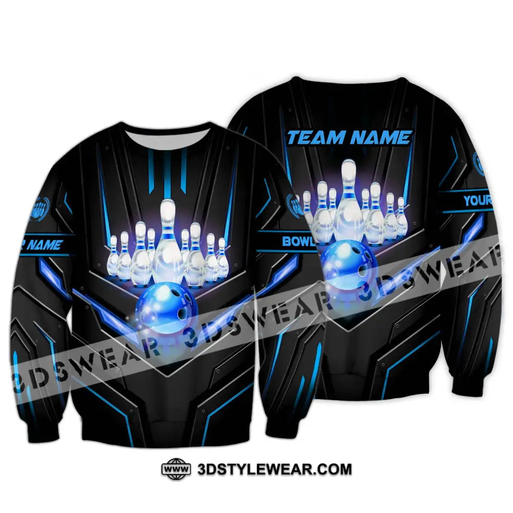 Unisex Shirt - Custom Name And Team Sport Ice Bowling Long Sleeve / S T-Shirt