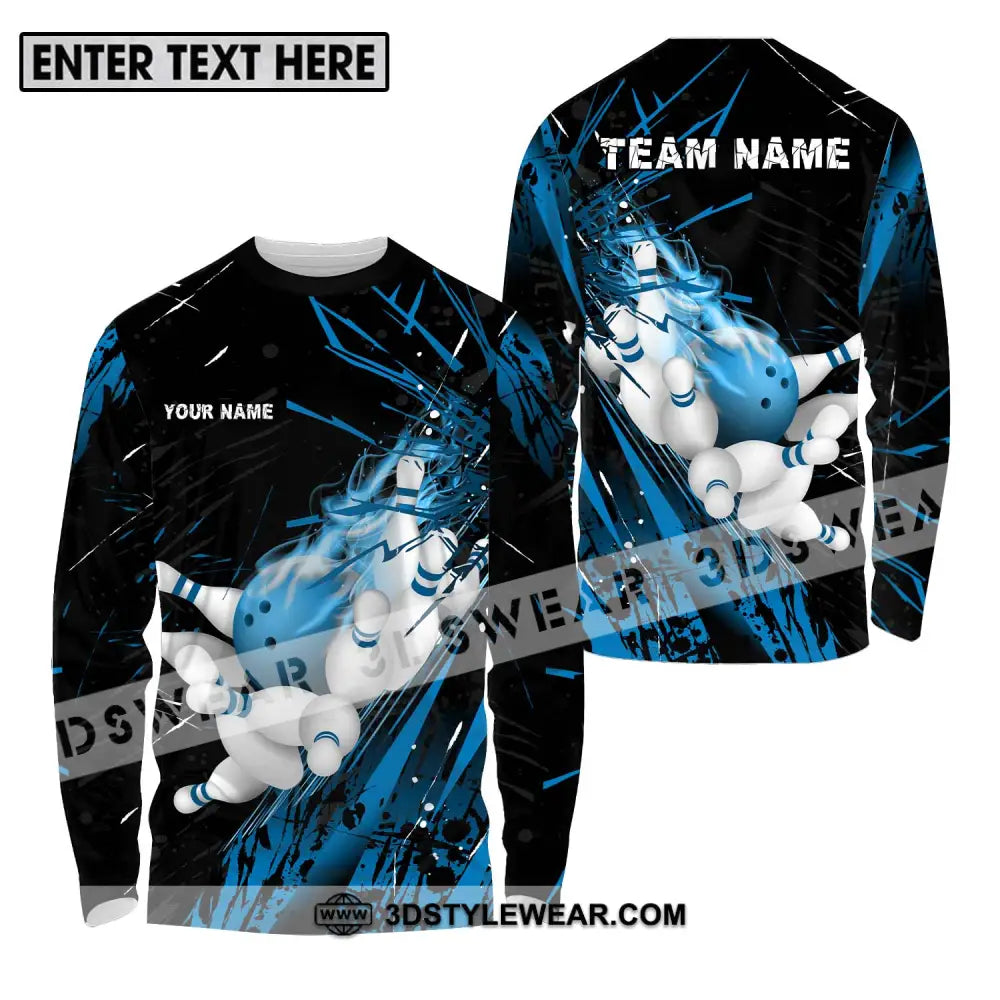 Unisex Shirt - Custom Name And Team Sport Ice Flash Bowling Long Sleeve / S T-Shirt