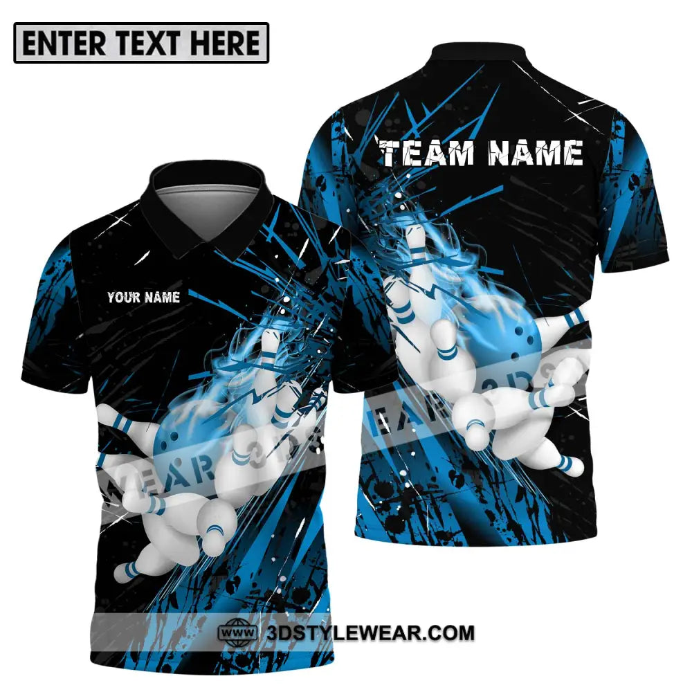 Unisex Shirt - Custom Name And Team Sport Ice Flash Bowling Polo / S T-Shirt