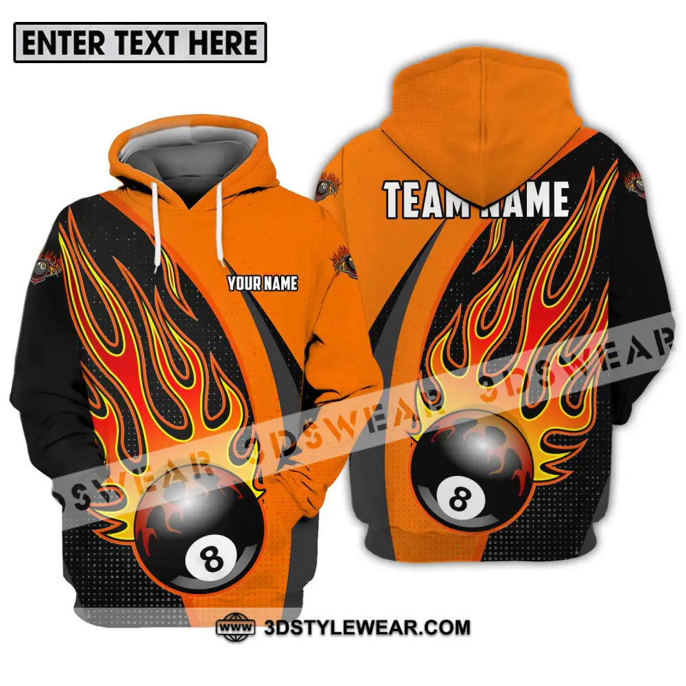 Unisex Shirt - Custom Name And Team Sport Orange Billiard Hoodie / S T-Shirt