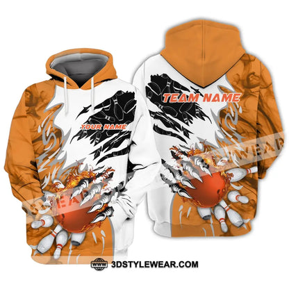 Unisex Shirt - Custom Name And Team Sport Orange Bowling Hoodie / S T-Shirt