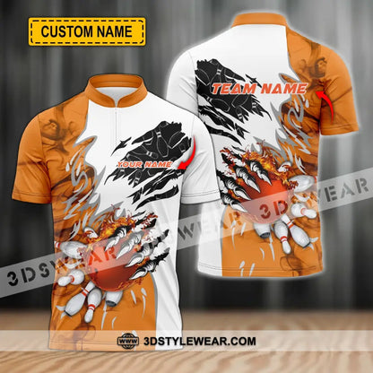 Unisex Shirt - Custom Name And Team Sport Orange Bowling T-Shirt