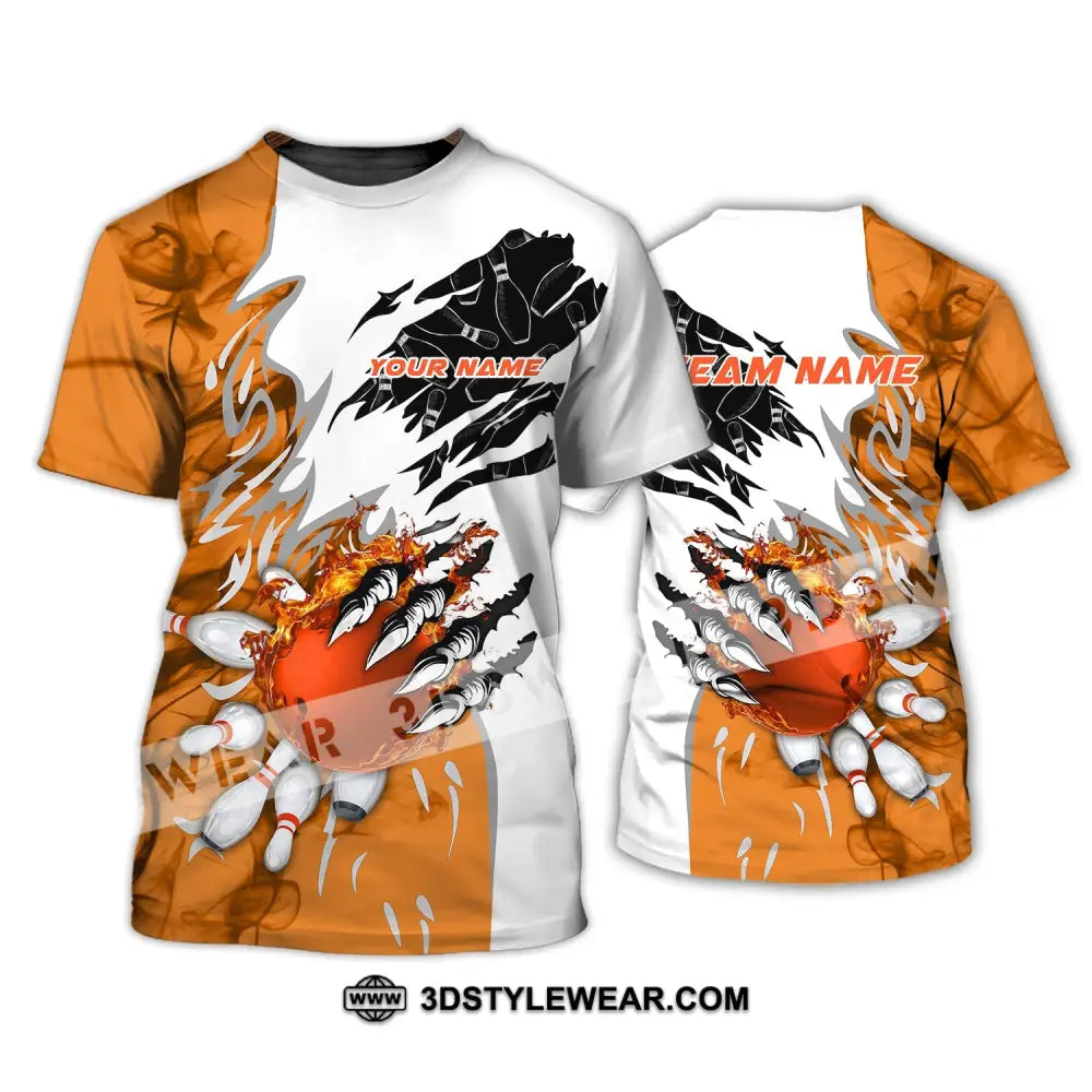 Unisex Shirt - Custom Name And Team Sport Orange Bowling T-Shirt / S T-Shirt