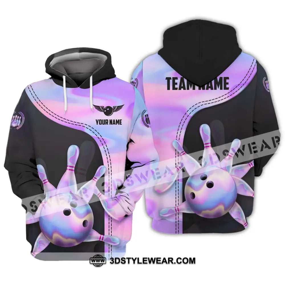 Unisex Shirt - Custom Name And Team Sport Pastel Color Bowling Hoodie / S T-Shirt