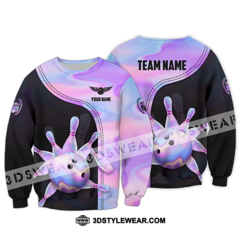 Unisex Shirt - Custom Name And Team Sport Pastel Color Bowling Long Sleeve / S T-Shirt