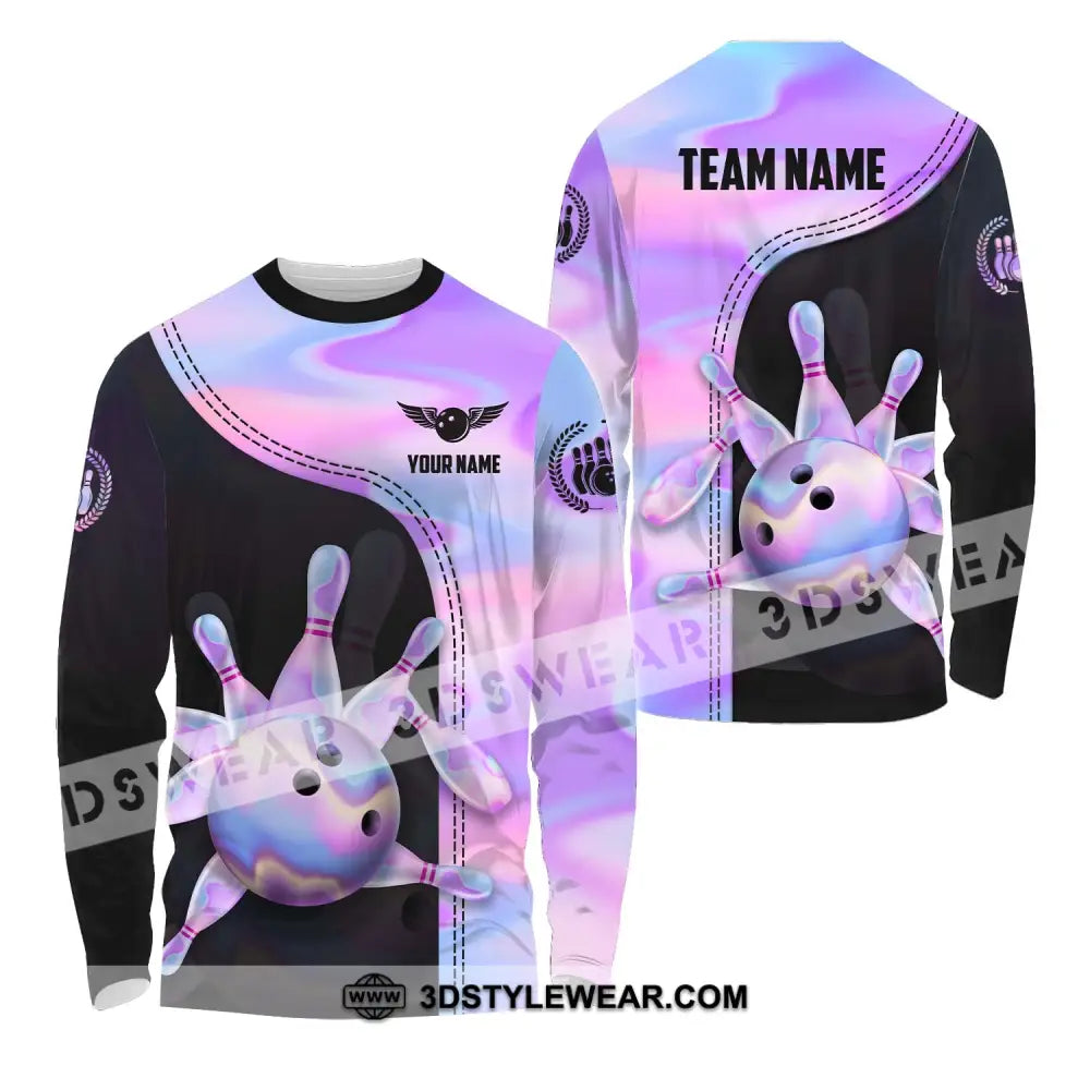 Unisex Shirt - Custom Name And Team Sport Pastel Color Bowling Long Sleeve / S T-Shirt