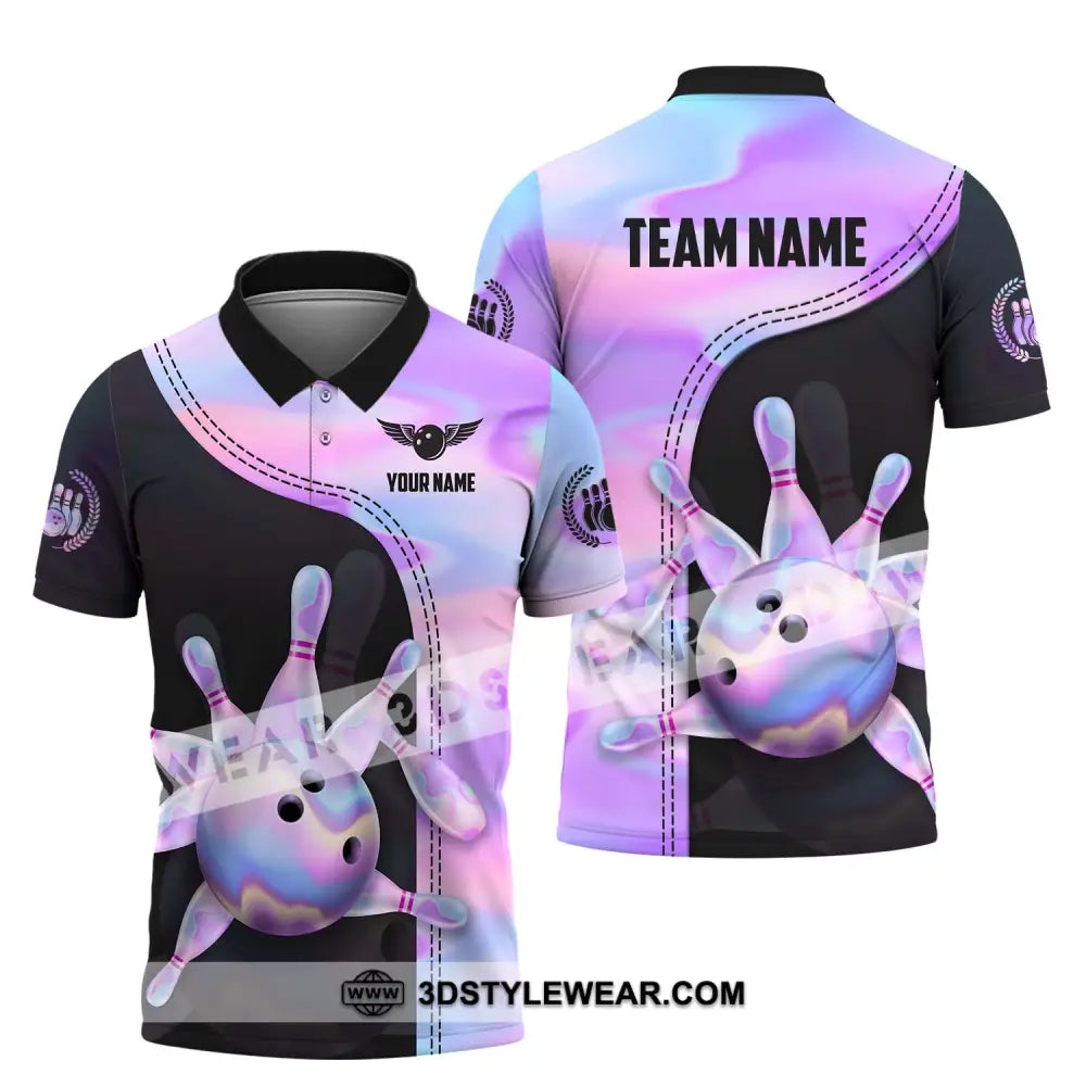 Unisex Shirt - Custom Name And Team Sport Pastel Color Bowling Polo / S T-Shirt