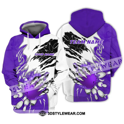 Unisex Shirt - Custom Name And Team Sport Purple Bowling Hoodie / S T-Shirt