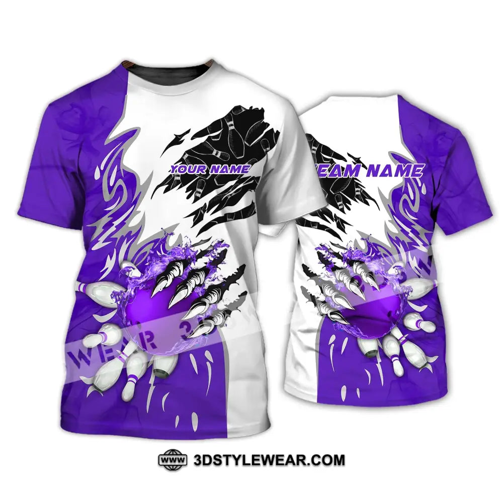 Unisex Shirt - Custom Name And Team Sport Purple Bowling T-Shirt / S T-Shirt