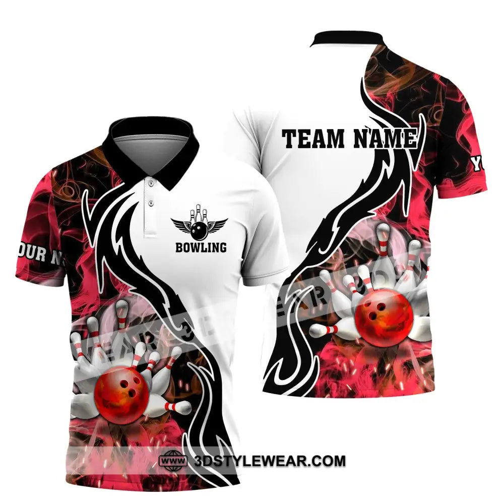 Unisex Shirt - Custom Name And Team Sport Red Bowling Polo / S T-Shirt