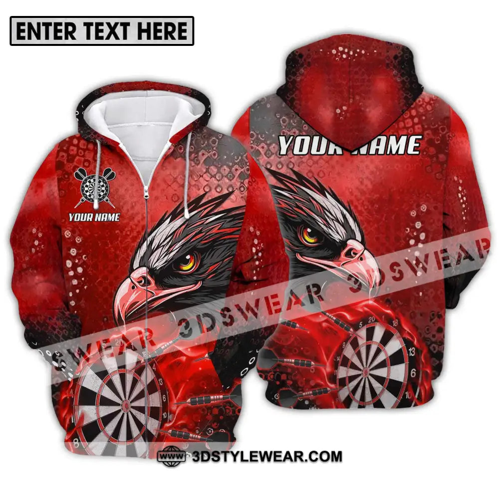 Unisex Shirt - Custom Name And Team Sport Red Eagle Darts Zipper Hoodie / S T-Shirt