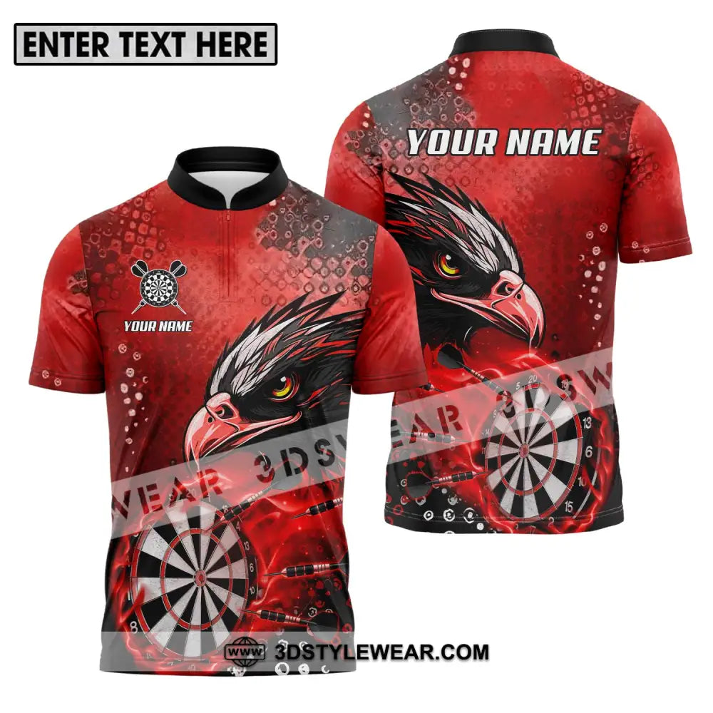 Unisex Shirt - Custom Name And Team Sport Red Eagle Darts Zipper Polo / S T-Shirt