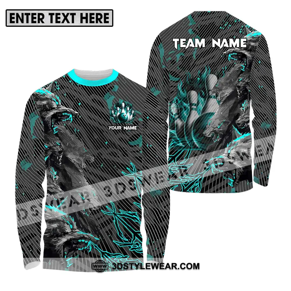 Unisex Shirt - Custom Name And Team Sport Wolves Bowling Long Sleeve / S T-Shirt