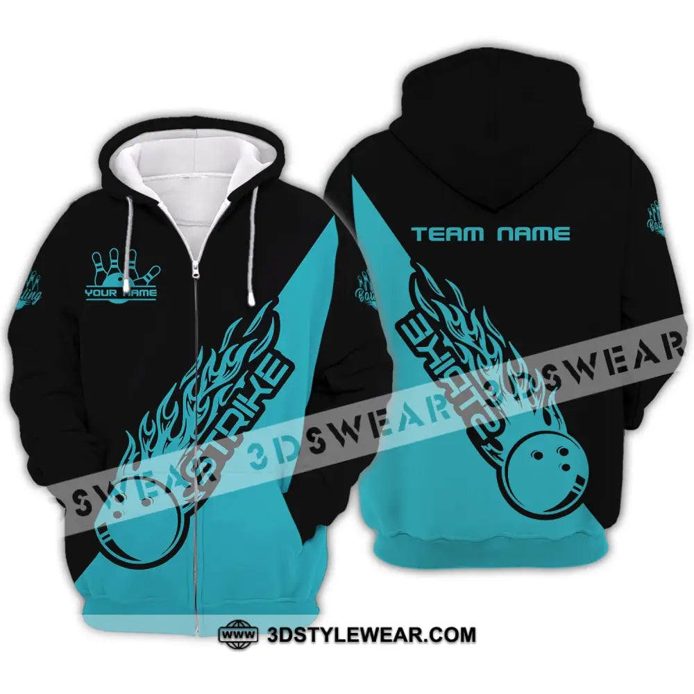 Unisex Shirt - Custom Name And Team Strike Bowling Lover Zipper Hoodie / S T-Shirt