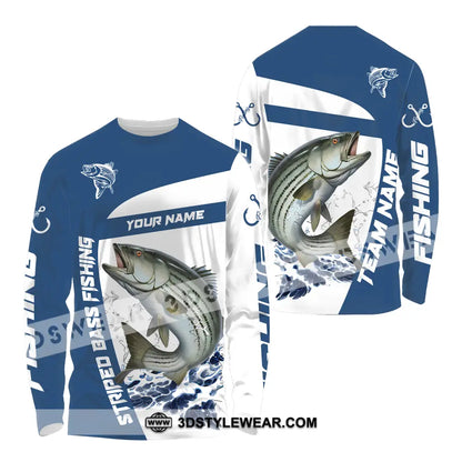 Unisex Shirt - Custom Name And Team Striped Fishing Long Sleeve / S T-Shirt