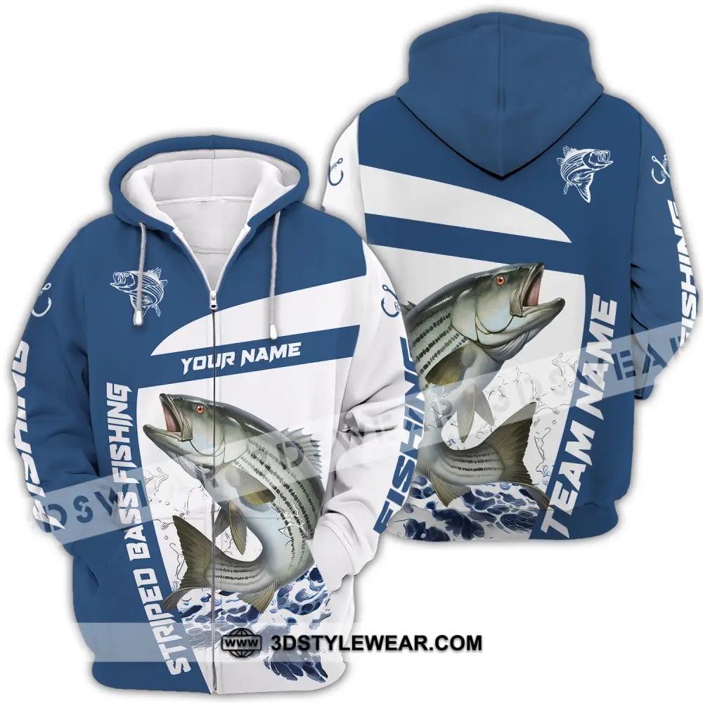 Unisex Shirt - Custom Name And Team Striped Fishing Zipper Hoodie / S T-Shirt