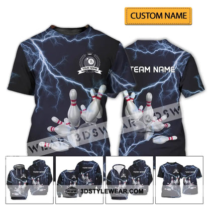 Unisex Shirt - Custom Name And Team Thunder Bowling Balls T-Shirt