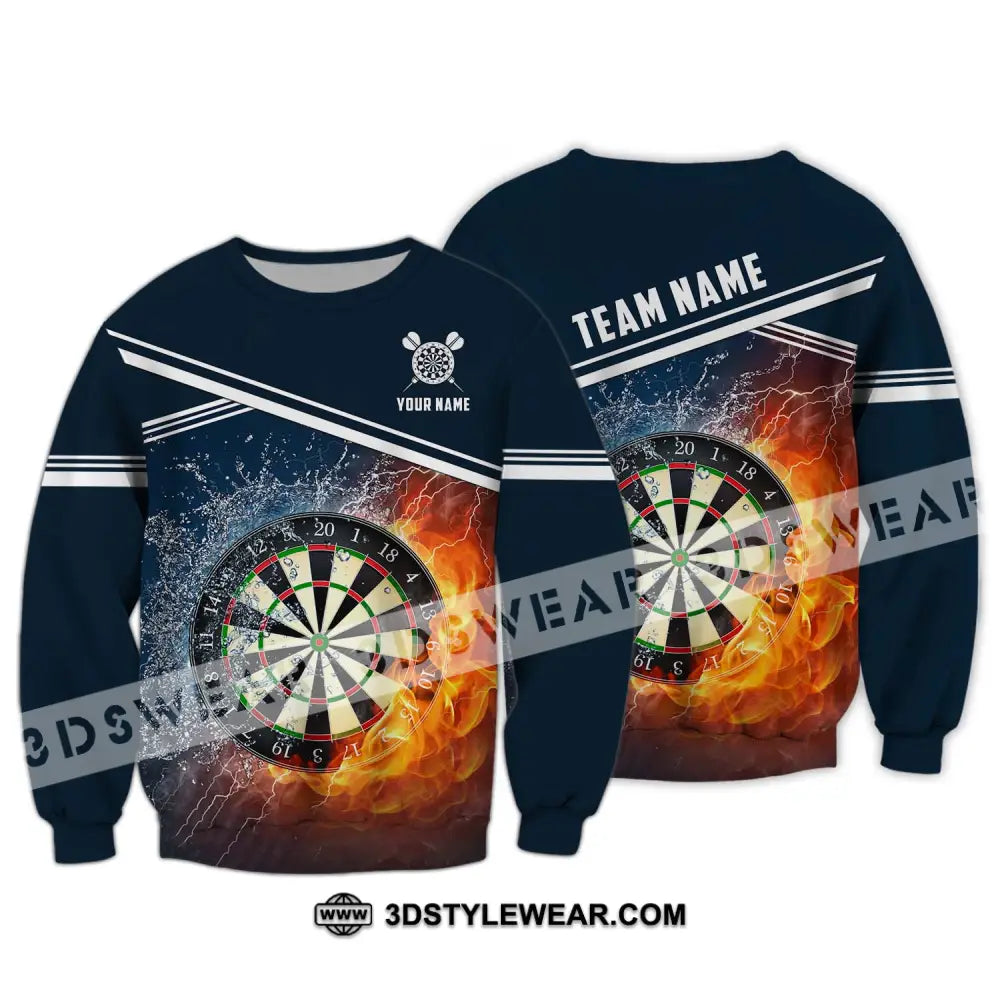 Unisex Shirt - Custom Name And Team Water Fire Darts Long Sleeve / S T-Shirt