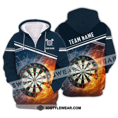 Unisex Shirt - Custom Name And Team Water Fire Darts Zipper Hoodie / S T-Shirt