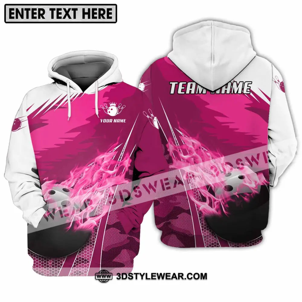 Unisex Shirt - Custom Name And Team White Pink Bowling Hoodie / S T-Shirt