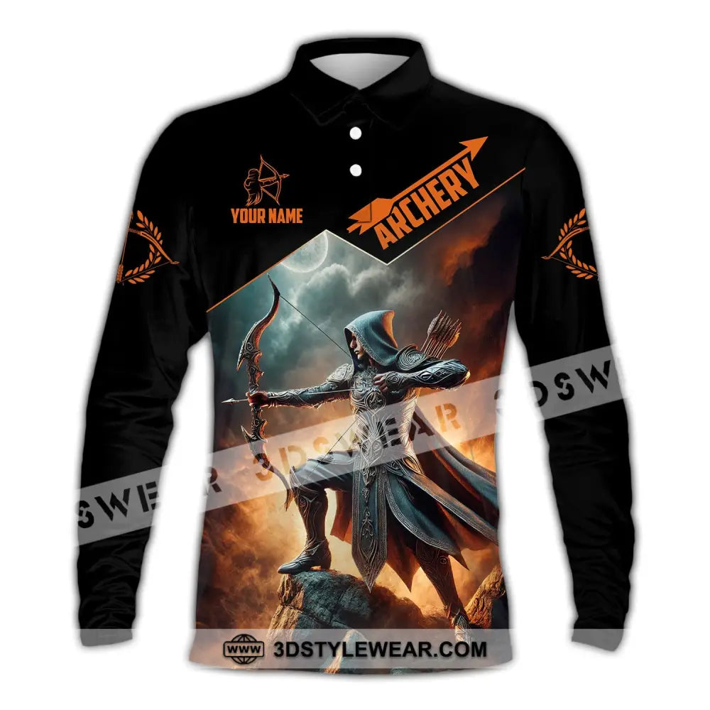 Unisex Shirt Custom Name Archer Archery Polo Long Sleeve Gift / S T-Shirt