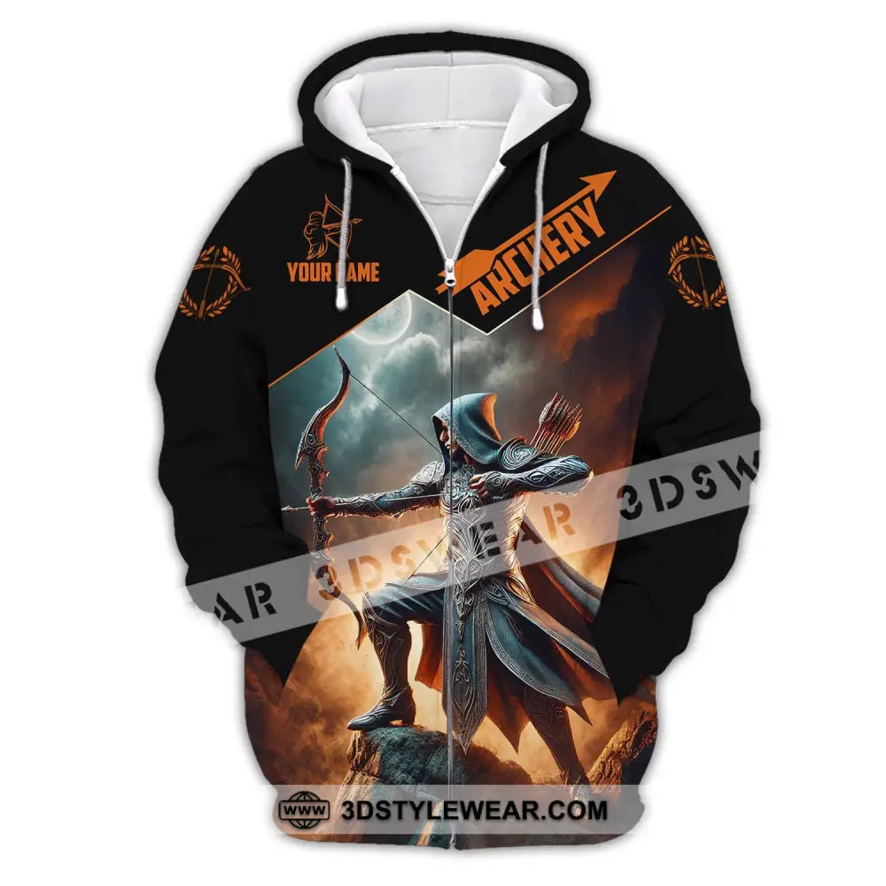 Unisex Shirt Custom Name Archer Archery Polo Long Sleeve Gift Zipper Hoodie / S T-Shirt