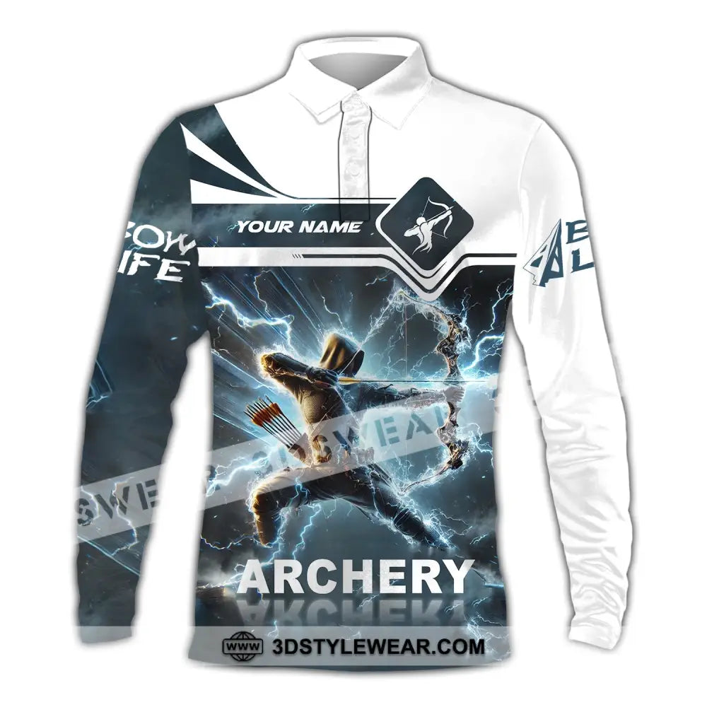 Unisex Shirt - Custom Name Archery Long Sleeve Polo / S T-Shirt